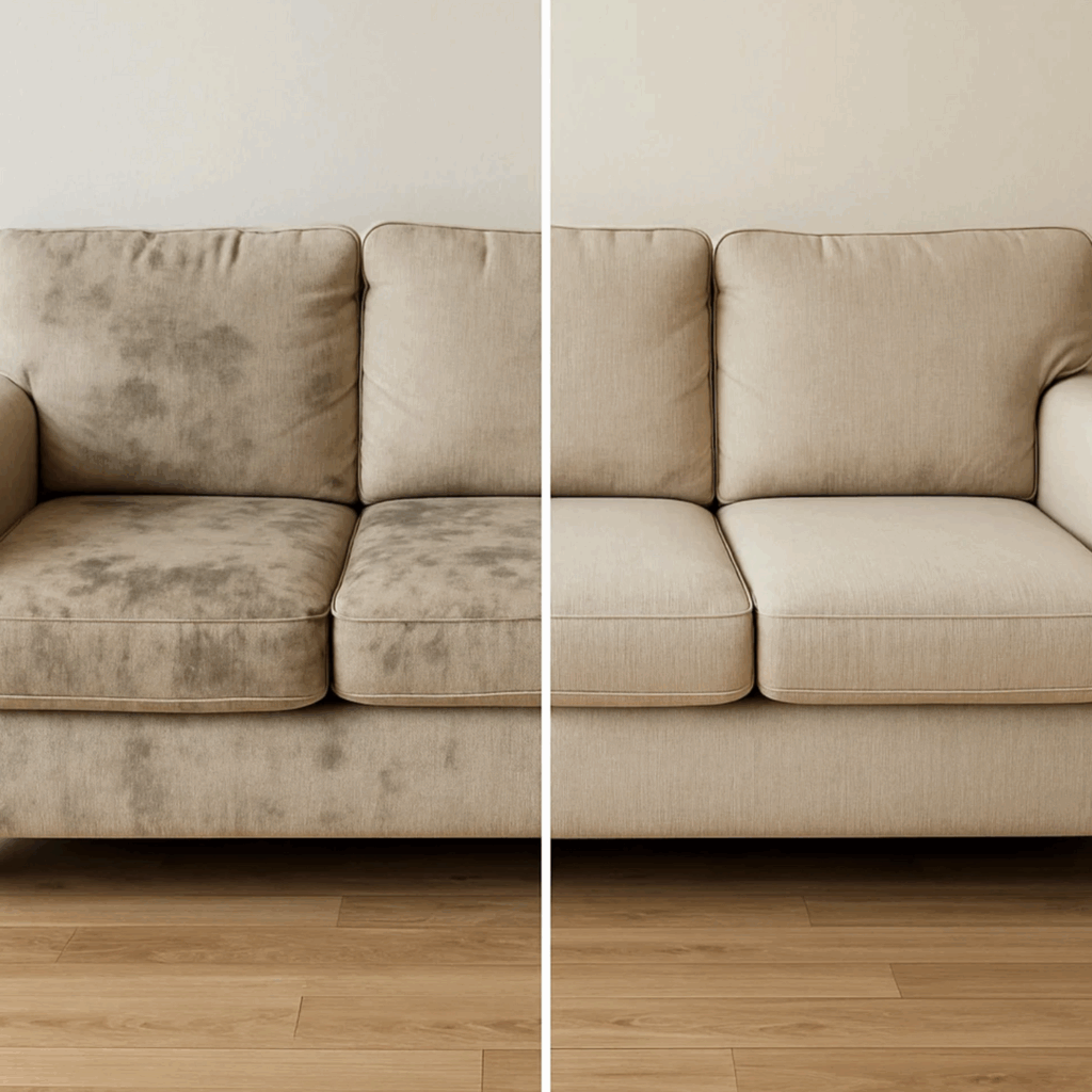 clean sofa in cozy living room