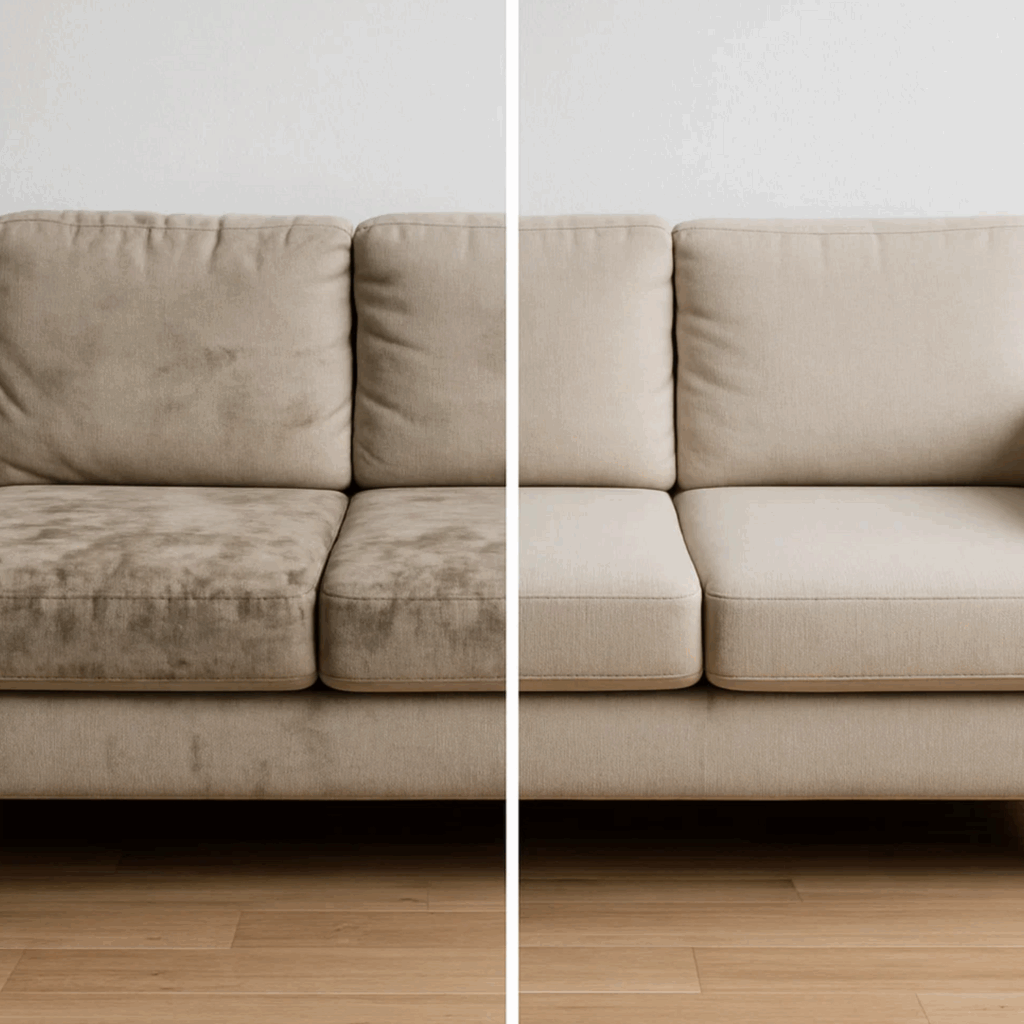 clean sofa in cozy living room