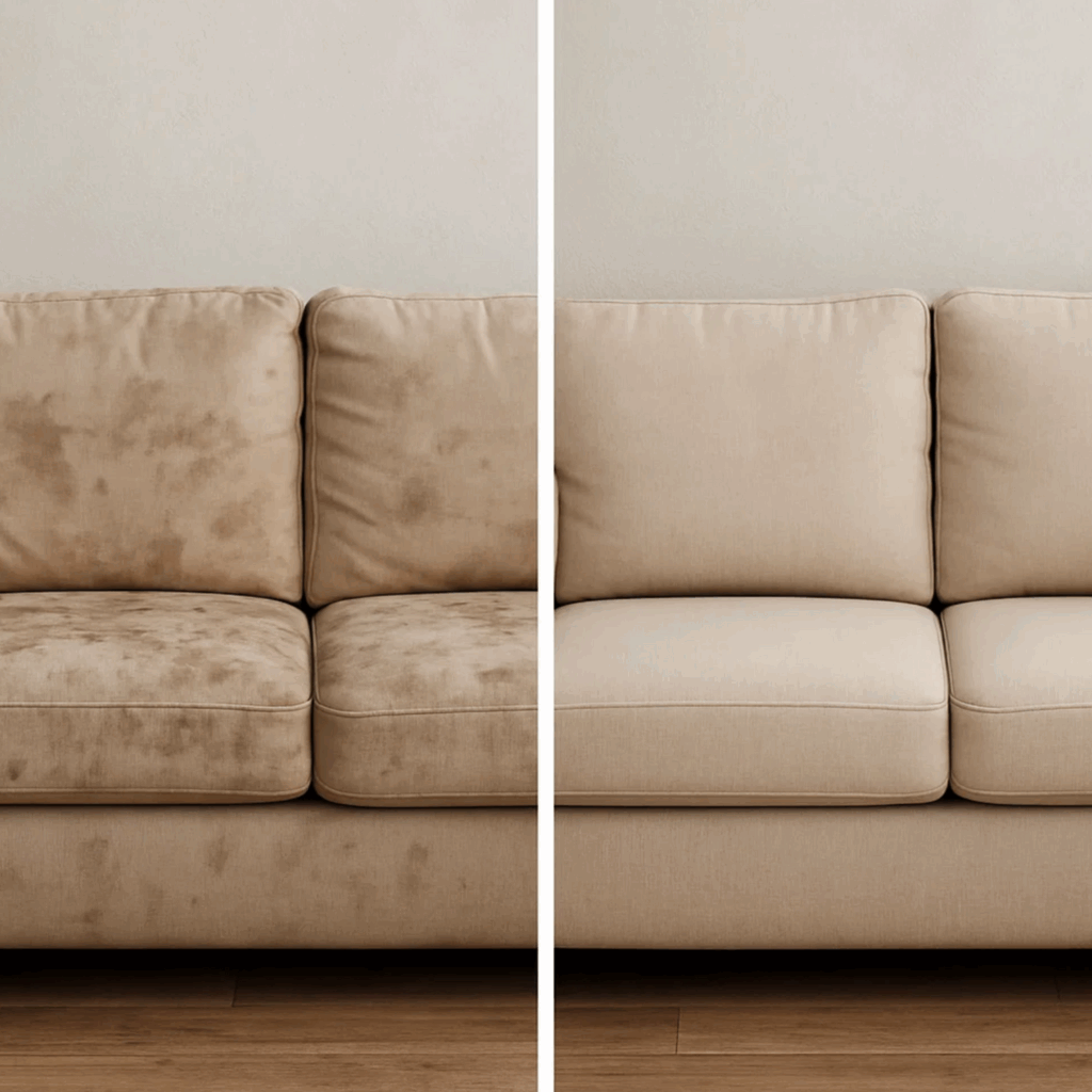 clean sofa in cozy living room