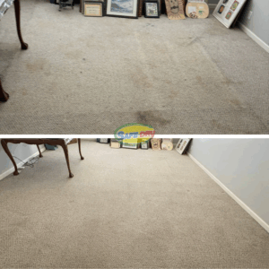 Before and after carpet cleaning