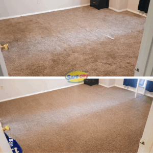 Before and after carpet cleaning