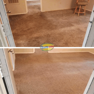 Before and after carpet cleaning