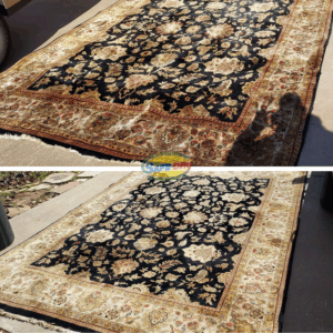 Before and after oriental rug cleaning