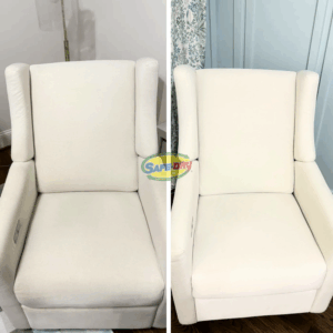 Before and after upholstery cleaning