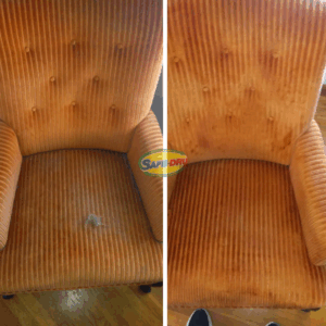 Before and after upholstery cleaning