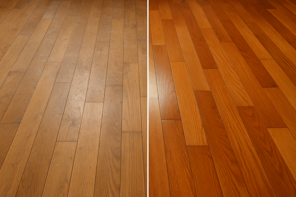 hardwood floor cleaning before and after