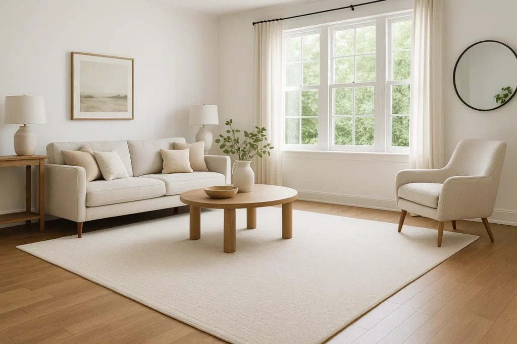 home with clean area rug